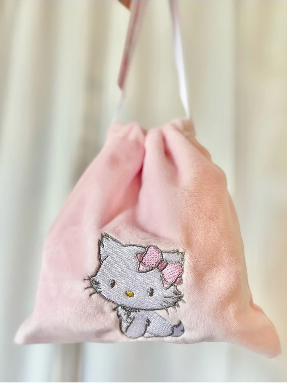 Charmmy Kitty Soft Pink Plush Drawstring Bag NWT Sanrio Japan Exclusive